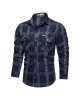 Men's Casual Flannel Shirt Long Sleeve Plaid Cotton Work Shirt Relaxed
