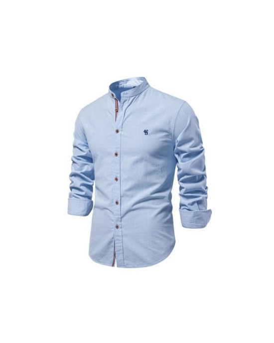Men's Linen Casual Shirt Long Sleeve Solid Color Business Shirt Spring Summer