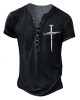 Men's Graphic T-Shirt Summer Fashion Casual Crew Neck Short Sleeve Tee with Cross
