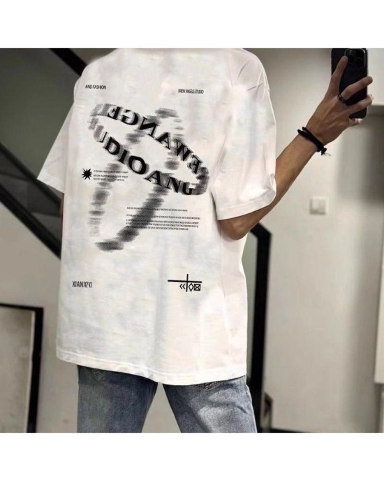 Heavyweight 220g 100% Cotton T-Shirt Men's Oversized Tee Streetwear Vintage Style Loose Fit Casual