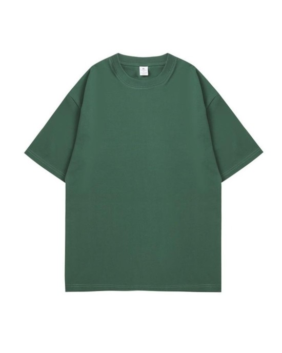 Plain Color 220g Cotton T-Shirt for Men and Women, Oversized Drop Shoulder Tee, Unisex Casual Short Sleeve