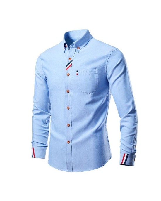 Men's Casual Oversized Shirt Long Sleeve Solid Color Business Casual