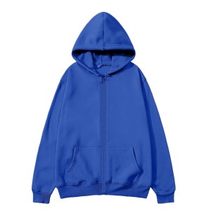 Unisex Zip-Up Hoodie Pullover Plain Color Fleece Sweatshirt for Men and