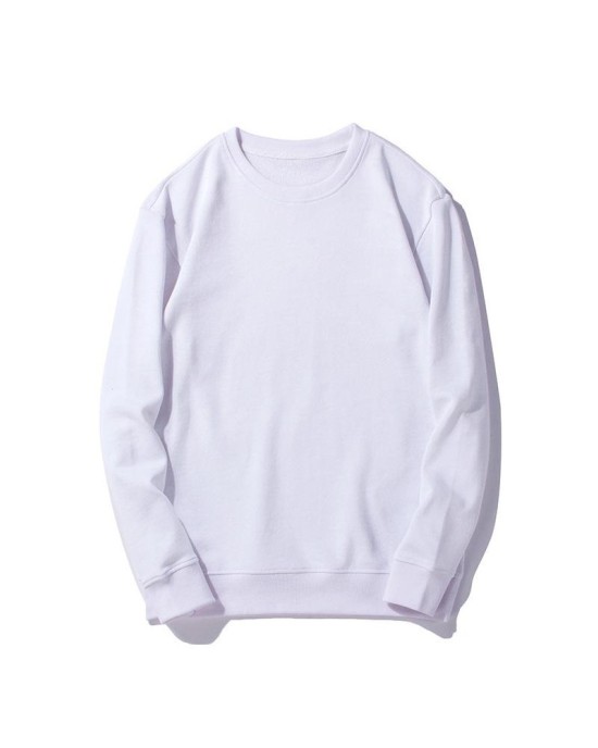 Unisex Plain Hoodie Long Sleeve Crewneck Sweatshirt for Men and