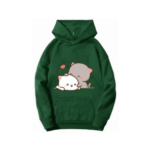 Cozy Fleece Hoodie Women's Oversized Cartoon Pullover Hooded