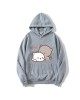 Cozy Fleece Hoodie Women's Oversized Cartoon Pullover Hooded