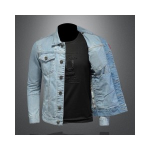 Slim Fit Denim Jacket for Men | Classic Blue Cotton Jean