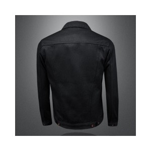 Men's Classic Black Denim Jacket - Fade-Resistant, Slim Fit, Minimalist